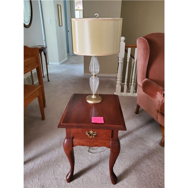 Antique Side Table with Lamp - J.W.Woodcraft, Genuine Handcrafted Furniture, Canadian Made