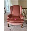Image 1 : Antique CROEHLER Wing Back Rose Pink Velvet Chair