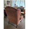 Image 2 : Antique CROEHLER Wing Back Rose Pink Velvet Chair