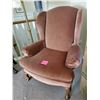 Image 1 : Antique CROEHLER Wing Back Rose Pink Velvet Chair