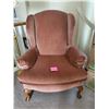 Image 2 : Antique CROEHLER Wing Back Rose Pink Velvet Chair