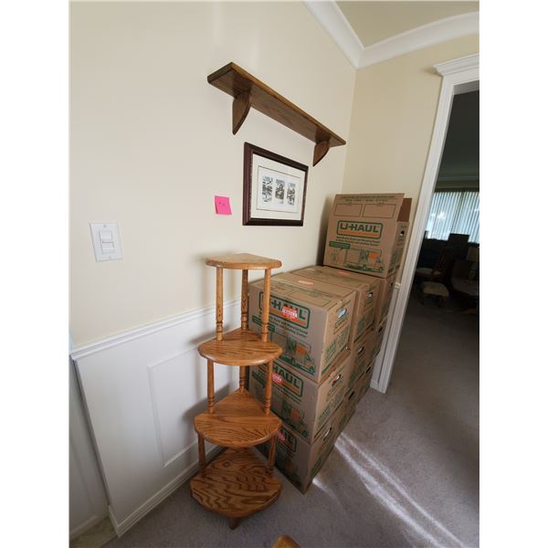 Antique Corner Shelf,  Handcrafted Wall Shelf & Framed Print From "Old Quebec City"