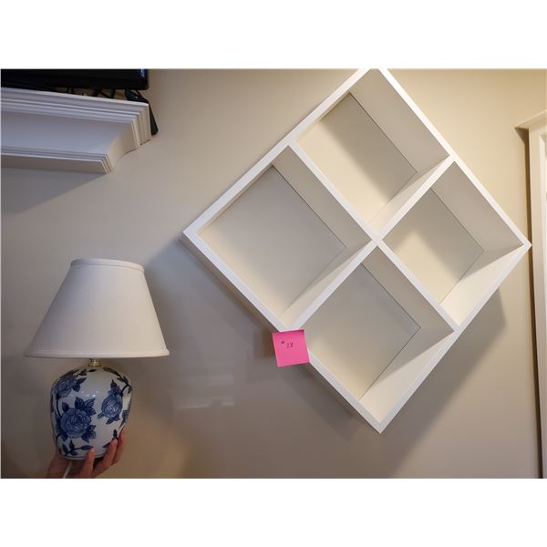 White Wall Shelf & 3 Assorted Lamps