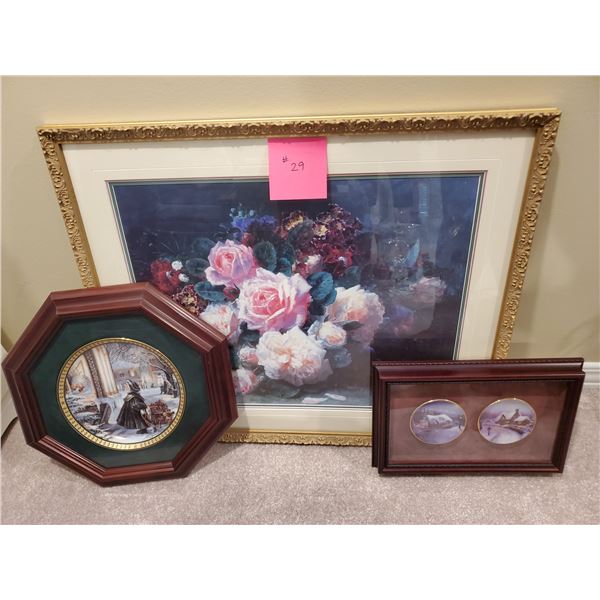 Plate Art in Frame x 2 (Thomas Concad & Trisha Romance Pieces) + Floral Frame