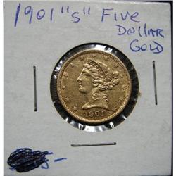 1901-S $5 U.S. LIBERTY GOLD COIN