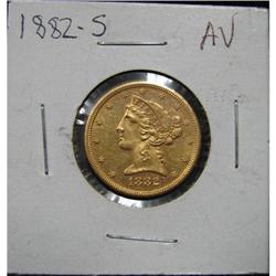 1882-S $5 U.S. LIBERTY GOLD COIN