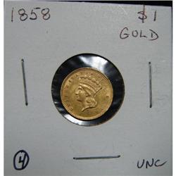 1858 $1 U.S. GOLD COIN