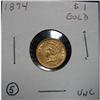 1874 $1 U.S. GOLD COIN