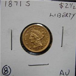 1871-S $2 ½ U.S. LIBERTY GOLD COIN