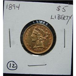 1894 $5 U.S. LIBERTY GOLD COIN