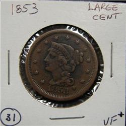 1853 BRAIDED HAIR LARGE CENT