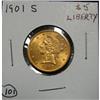 1901-S $5 U.S. LIBERTY GOLD COIN