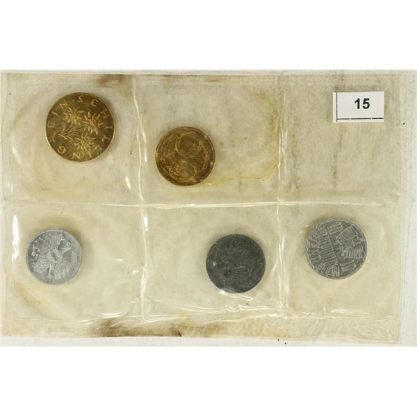 1965 AUSTRIAN 5 UNCIRCULATED COINS