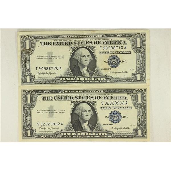 2-1957-B $1 SILVER CERTIFICATES BLUE SEALS