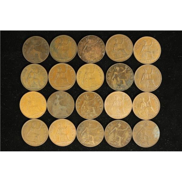 20 ASSORTED1901-1963 GREAT BRITAIN LARGE PENNIES