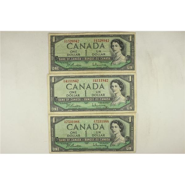 3-1954 CANADA $1 BILLS