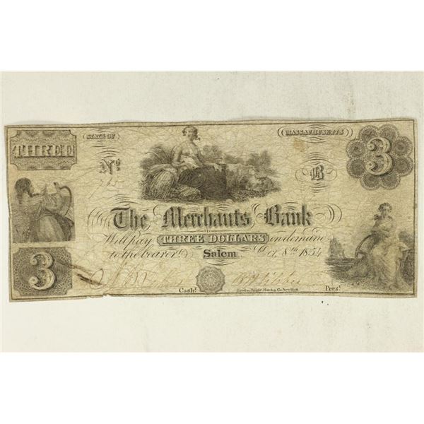 1854-MERCHANTS BANK OF SALEM, MASSACHUSETTS