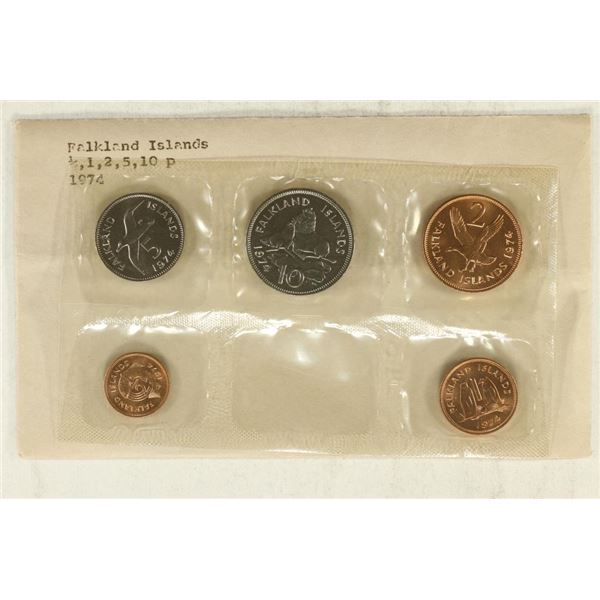 1974 FALKLAND ISLANDS 1/2, 1, 2, 5 & 10 PENCE BU