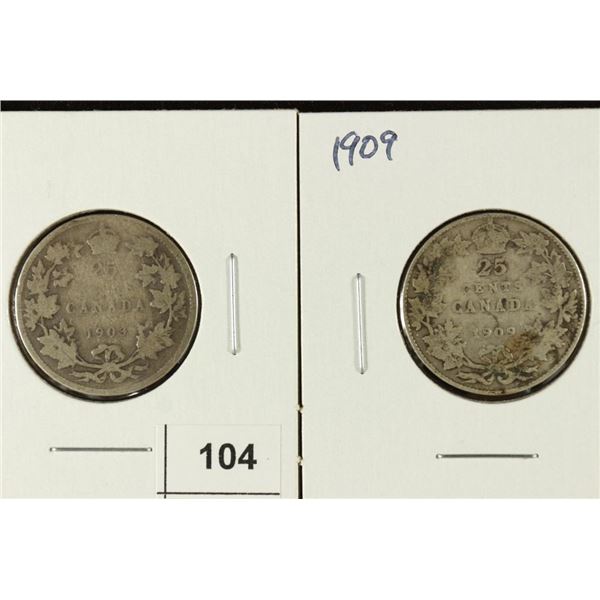 1903 & 1909 CANADA SILVER 25 CENTS