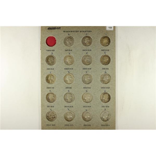19 ASSORTED 1947-1953 WASHINGTON SILVER QUARTERS