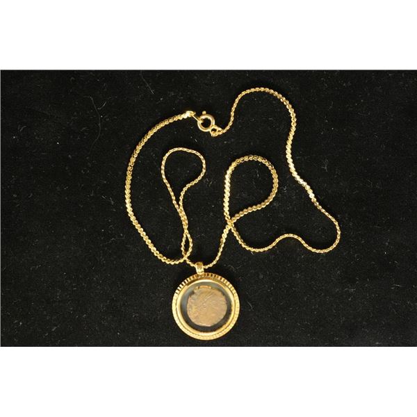250-390 A.D. ANCIENT COIN IN GOLD FILLED NECKLACE