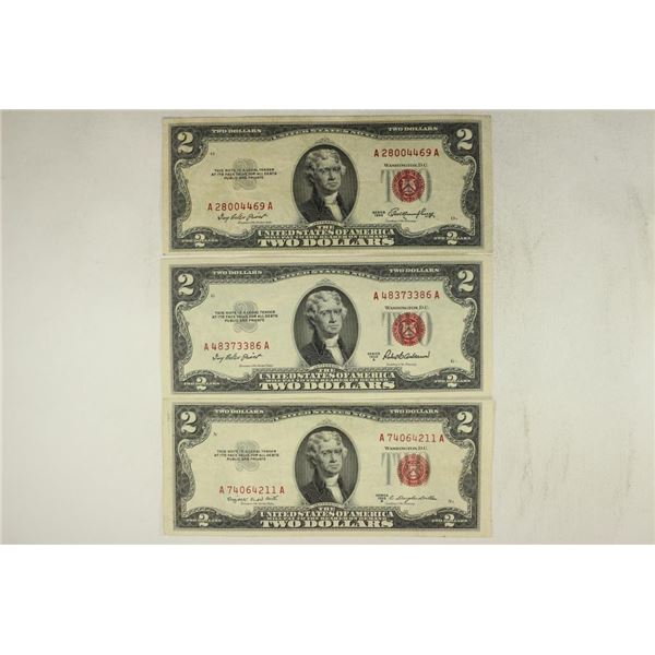 1953, 1953-A & 1953-B $2 US RED SEAL NOTES