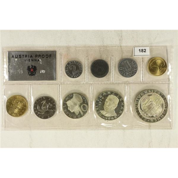 1970 AUSTRIA 9 COIN PROOF SET WITH SILVER