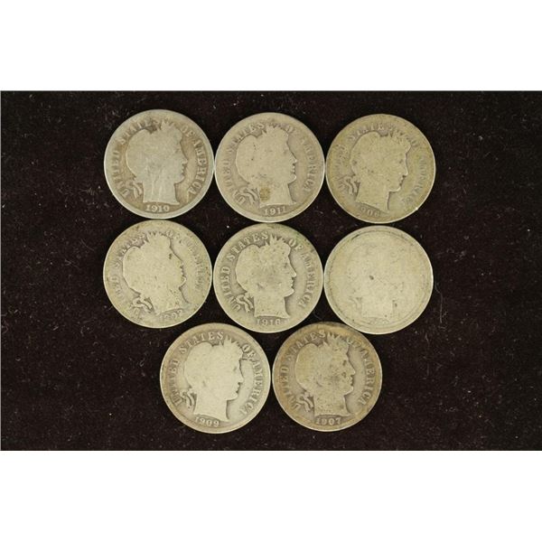 8 ASSORTED BARBER DIMES 1900-1916