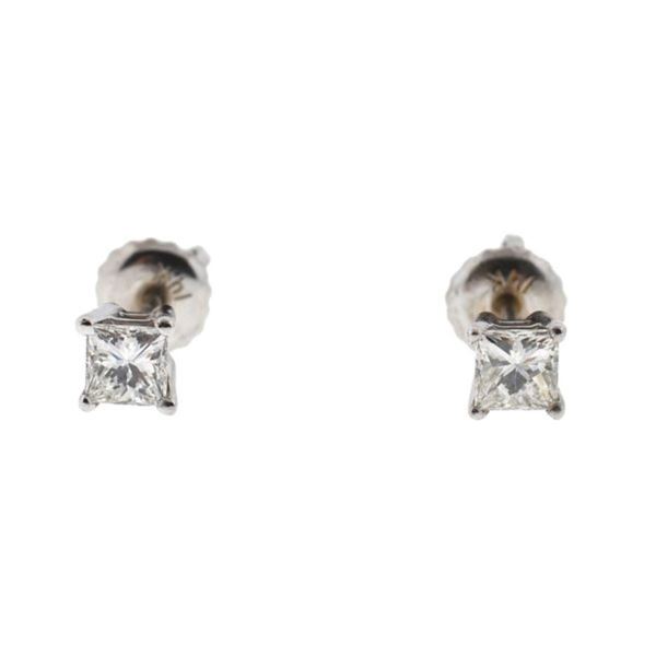 14k White Gold Diamond Stud Earrings