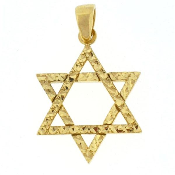 14k Yellow Gold Star of David Pendant Necklace