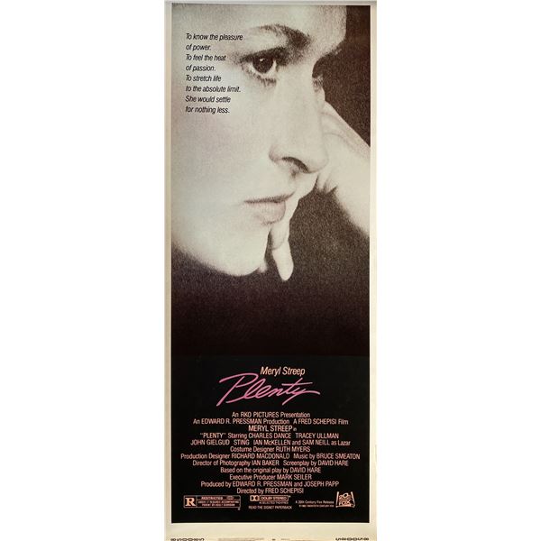 Plenty 1985 original vintage insert card