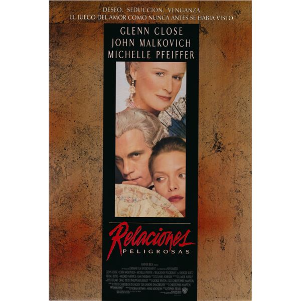 Relaciones Peligrosas (Dangerous Liaisons -Spanish Version) 1988 original vintage movie poster