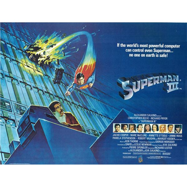 Superman III 1983 original vintage British quad movie poster