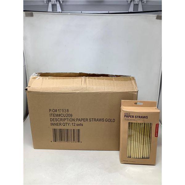 Case of Kikkerland Gold Paper Straws