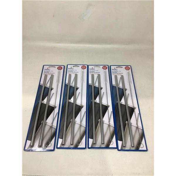 Lot of 4 Stainless Steel Tumbler Drinking Straws