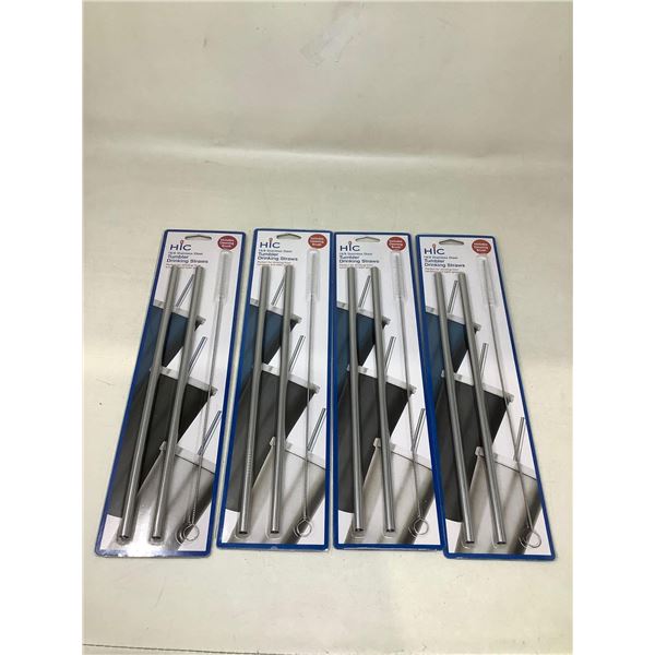Lot of 4 Stainless Steel Tumbler Drinking Straws