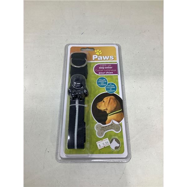 Paws Black Light Up Dog Collar