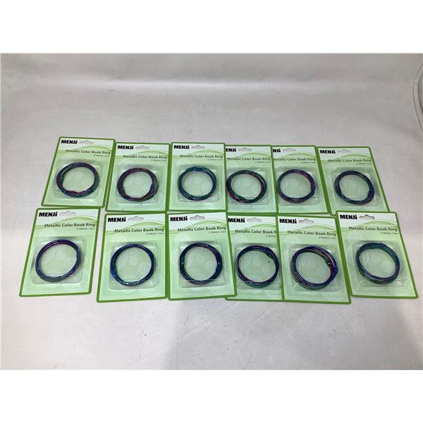 NEW Menji Metallic Color Book Ring (2" Rings X 3 Pieces) Lot Of 12
