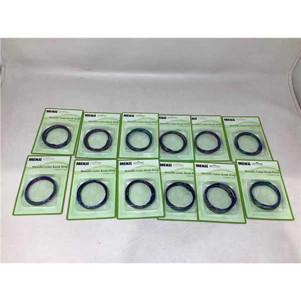 NEW Menji Metallic Color Book Ring (2" Rings X 3 Pieces) Lot Of 12