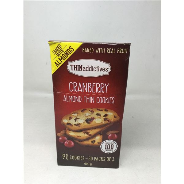Thinaddictives Cranberry Almond Thin Cookies (90 Cookies - 30 Packs Of 3)