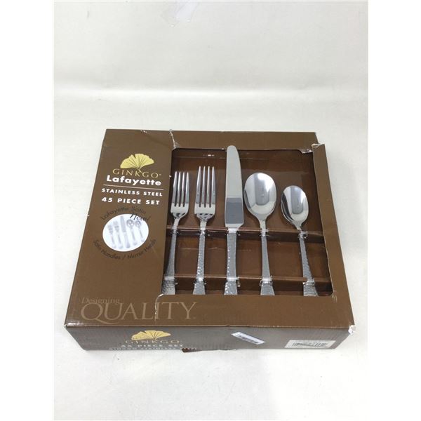 Ginkgo Lafayette Stainless Steel Silverware 45 Piece Set