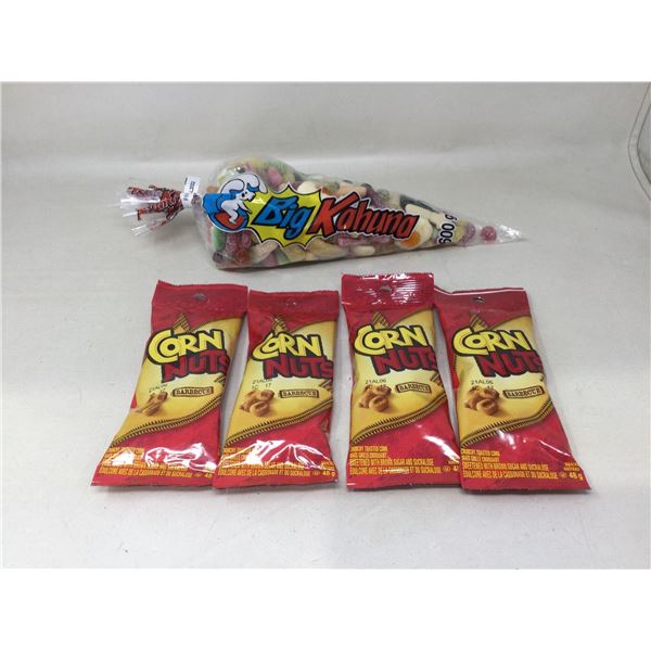 Big Kahuna Candy Cone W/ Lot Of 4 BBQ Corn Nuts (4 X 48G)