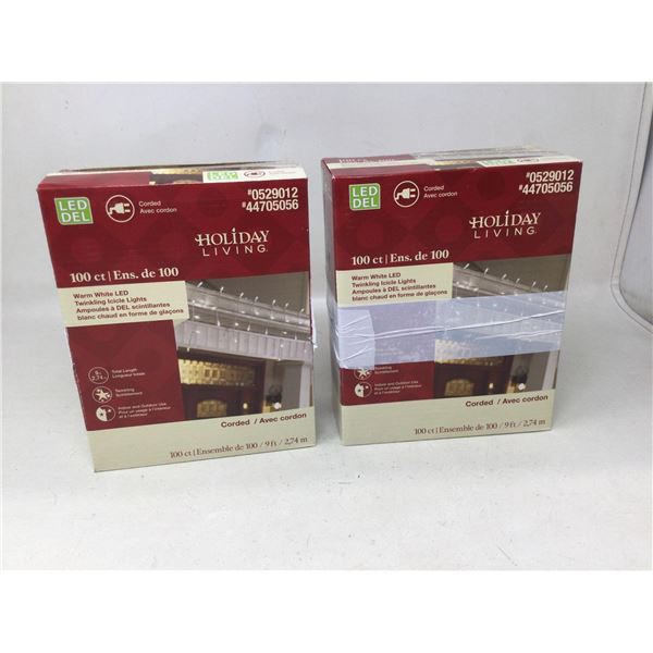 Holiday Living Warm White LED Light Twinkling Icicle Lights (2x 9ft)