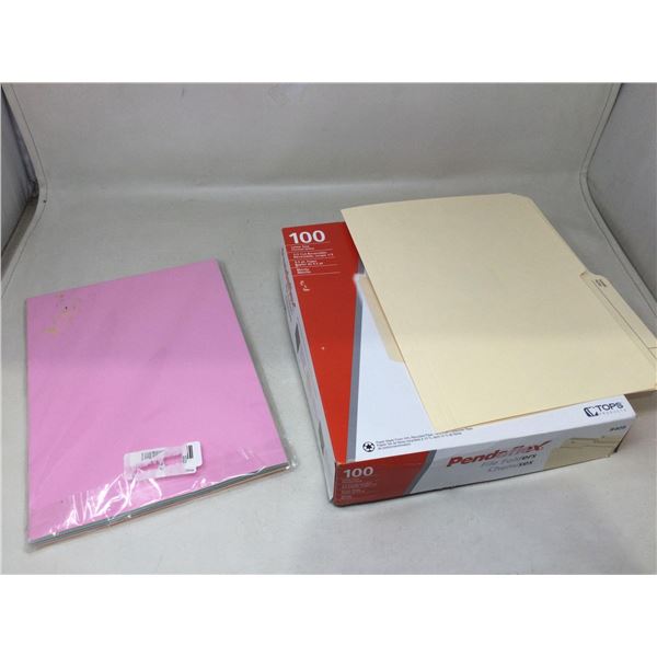 Lot of File Folders & Colored Paper