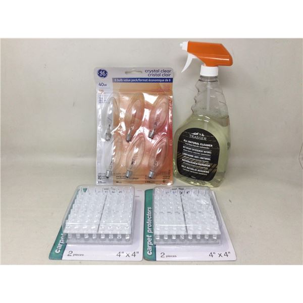 Lot of Home Goods- Cleaner, Light Bulbs, Carpet Protectors