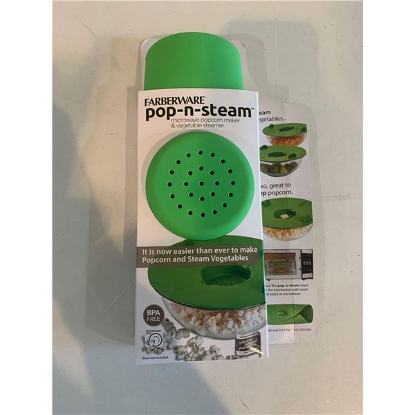 NEW Pop-N-Steam Microwave Popcorn Maker & Vegetable Steamer
