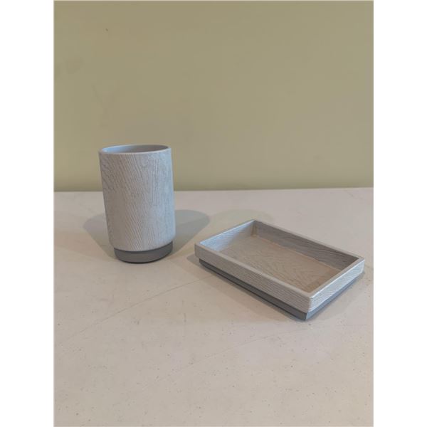 NEW Grey Tooth Brush Holder and Soap Dish
