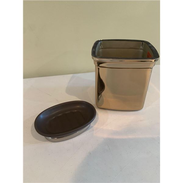 NEW Brown/Gold Tissue Box Cover and Soap Dish