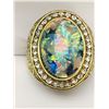 Image 2 : Mens NEW 18K GP Unique Opal Solitaire Ring size 10
