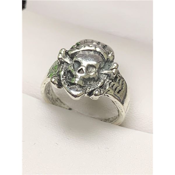 Mens NEW Biker Skull ring Silver detailed size 10-11